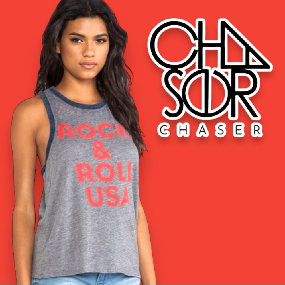 NWOT CHASER x REVOLVE “Rock n Rock USA” Racerback Tank Top. Size Medium